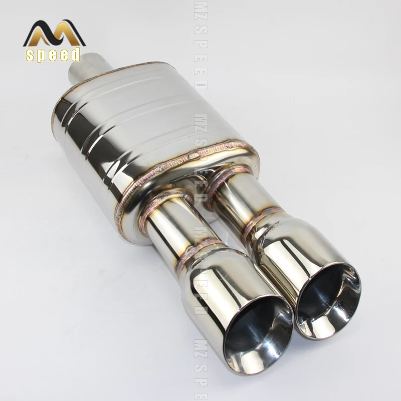 Car Accessories 304 stainless steel exhaust pipe muffler, universal 51mm -76mm pipe, double output 89mm output tail pipe