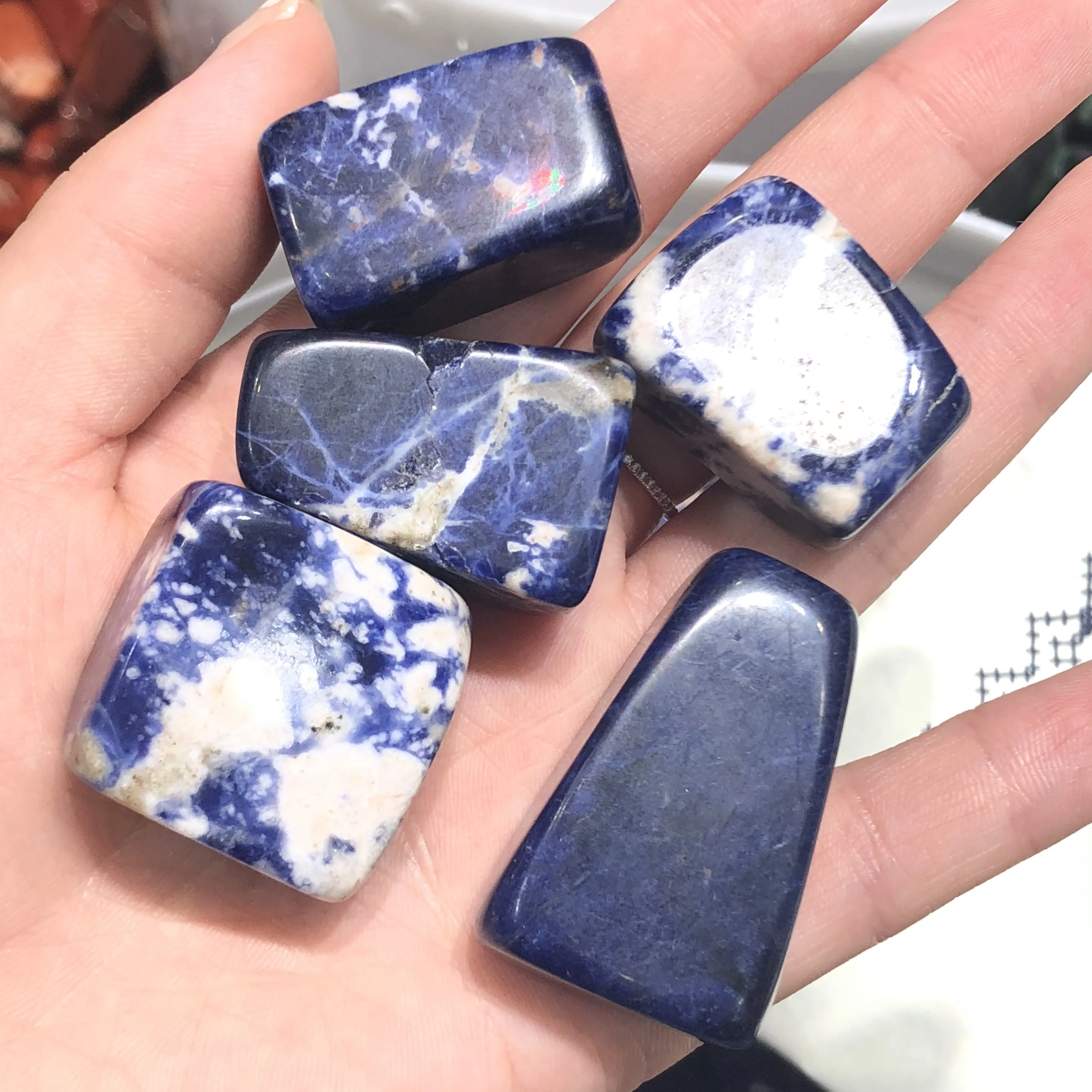 2 шт. натуральный содалит синие жилы тон гравий квадратная энергия Кристалл кварц