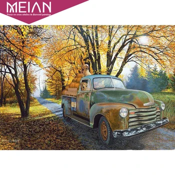 

2020 MEIAN "Car scenery" Diamond Painting Full Round Diamond Pattern Embroidery Cross Stitch 5D Rhinestone Painting home decor