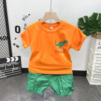 

Cotton Kids Boys Clothes Children Clothing Sets Summer Baby Boy Clothes Cute Dinosaur Children's Sets T-Shirt shorts for 2-7Y