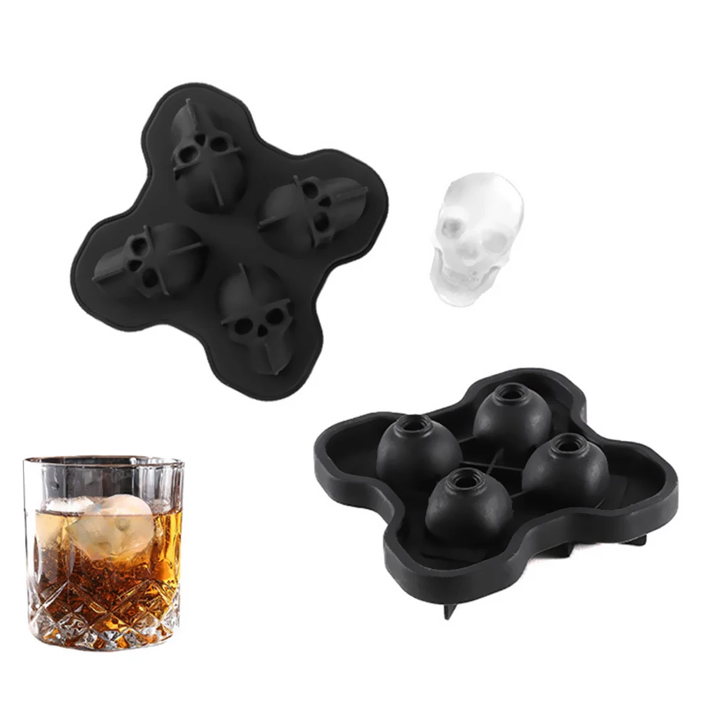 3D Ice Cube Mold Skull Shape Maker Bar Party Silicone Trays Chocolate Mould Gift 