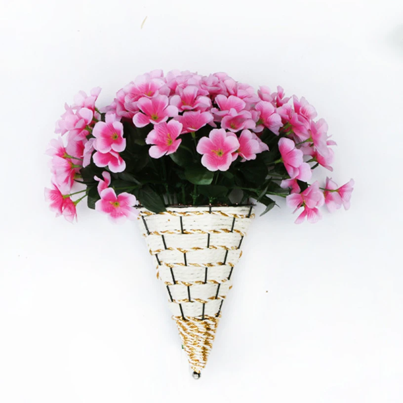 New Wicker Flower Basket Wall Mounted Rattan Hanging Pot Planter Vase Boxes Basket Decor Home Gardening Decoration