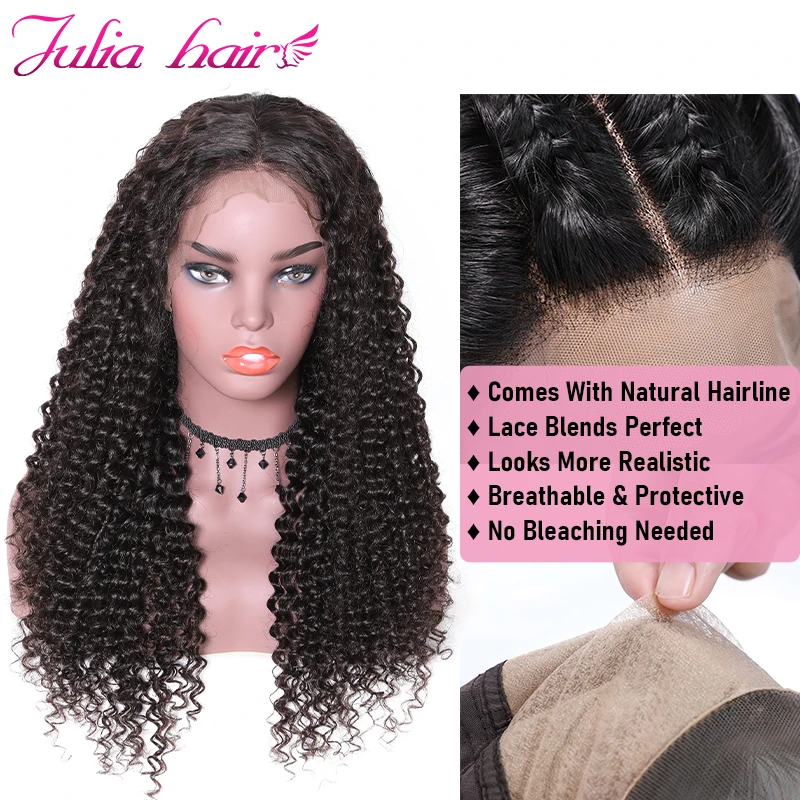 Ali Julia волосы 1"-24" поддельные головы кружевной парик бразильские кудрявые человеческие волосы без клея парики remy волосы 150% плотность глубокая часть