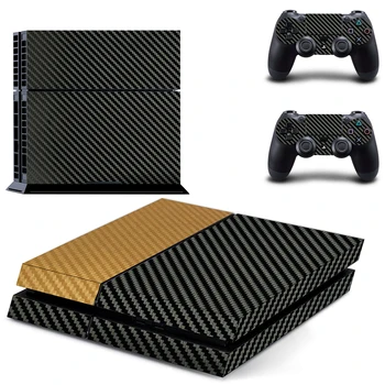 

carbon fiber Decal PS4 Skin Sticker For Playstation 4 Console protection film +2Pcs Controllers cover