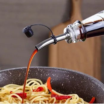 

Stainless Steel Seasoning Oil Bottle The Liquid Guiding Device Sealed Leakproof Sauce Bottles Pour Spout Stopper Kitchen Tools