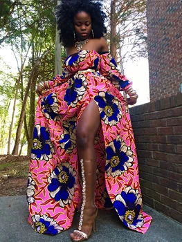 

Off The Shoulder Africa Dress Vintage Print Swim Set Cover Up Long Sleeve Womens Tunic Cover Up Beach Woman Plus Size Beach Wear