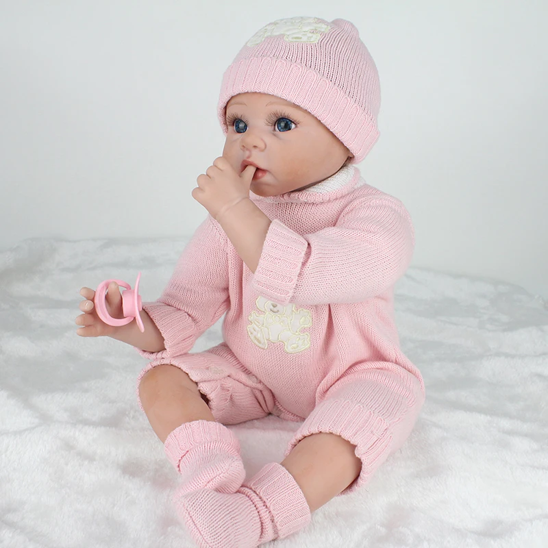 

55 cm 3/4 Silicone Limbs Alive Real bebe girl reborn Dolls Realistic simulation Babies Toys children best Gift and a Pink hat