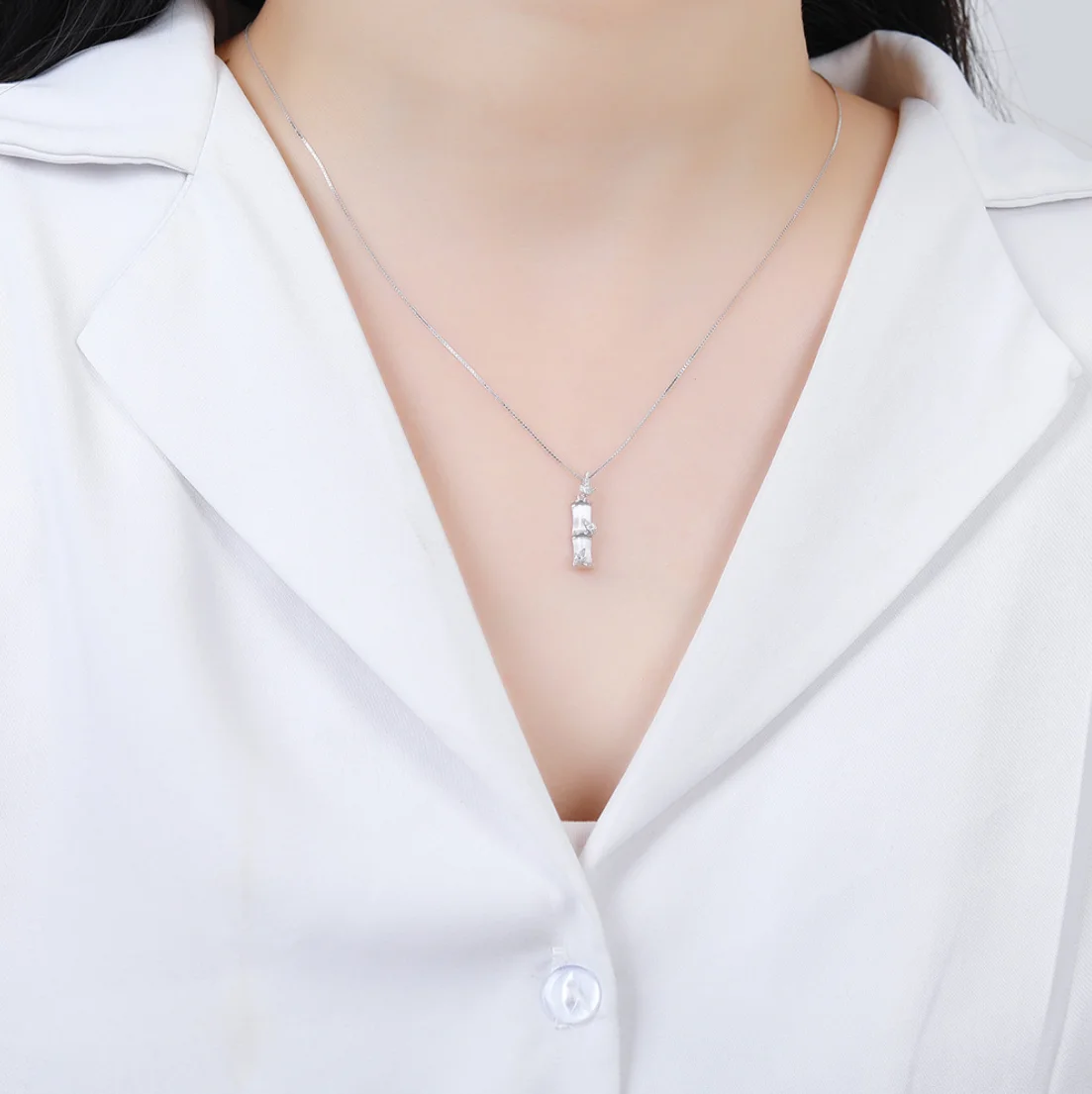 

s925 sterling silver necklace Chinese style niche design ins superimposed lucky bamboo female clavicle chain