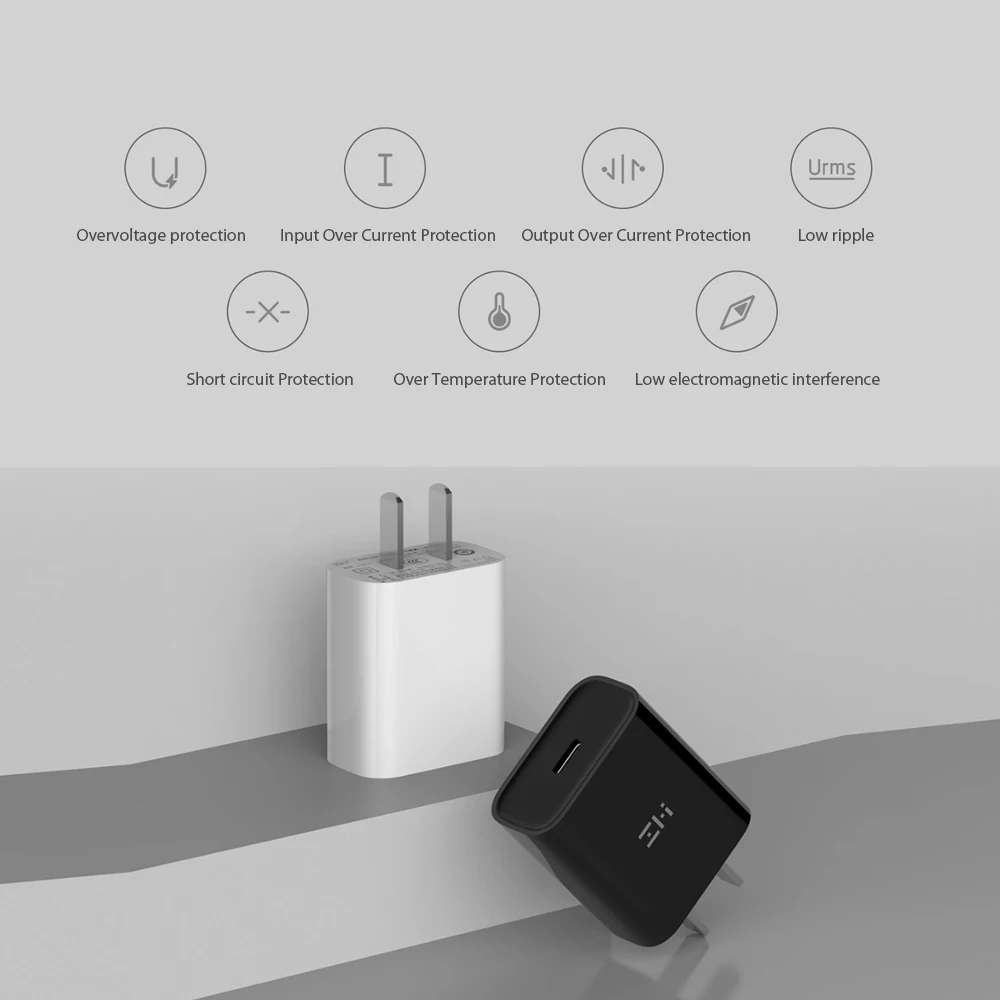 Xiaomi ZMI usb type-C быстрое зарядное устройство с USB-C кабелем для передачи данных 18 Вт портативный адаптер для телефона мини зарядное устройство для путешествий настенное зарядное устройство