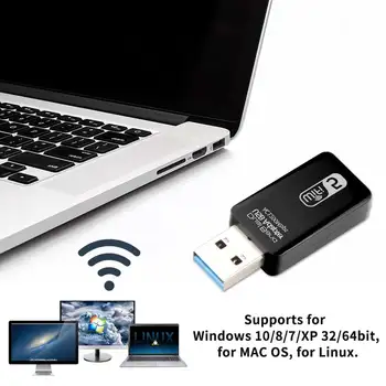 

1200Mbps Dual Band USB Wireless Adapter Receiver Home Office 867Mbps 300Mbps High Speed Mini Dongle 802.11ac 5GHz 2.4GHz USB3.0