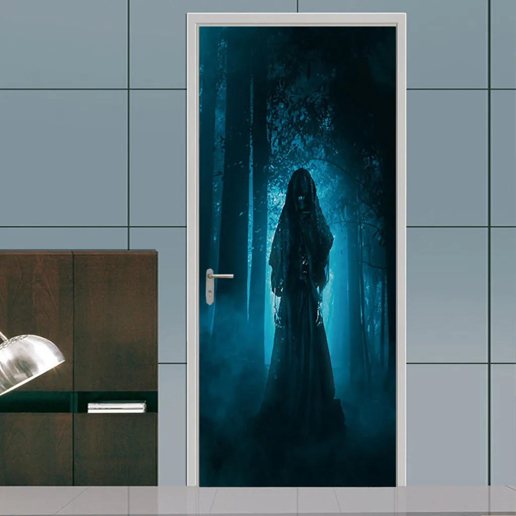 Хэллоуин Череп Зомби Призрак двери Стикеры для домашнего декора 38,5x200 см x 2 шт. бытовой Star Wars, декор "Ужасы" наклейки