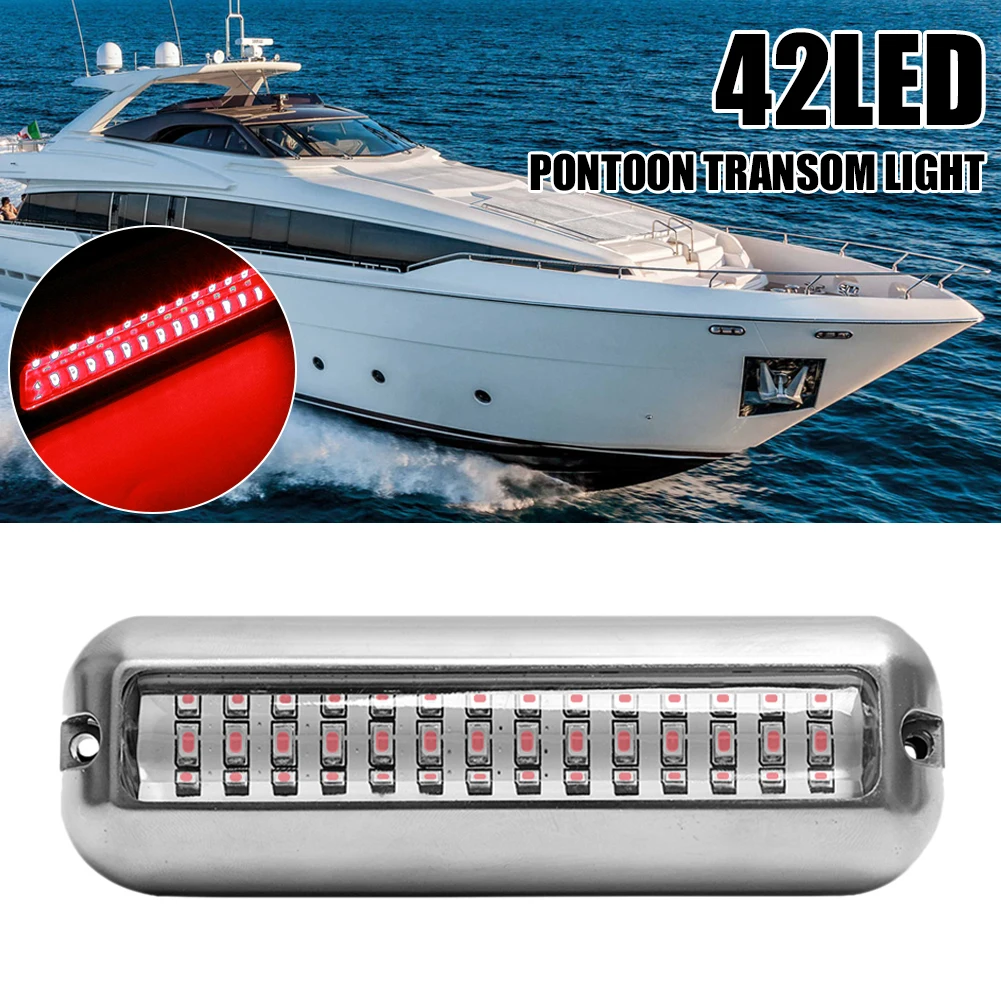50W 42LED Marine Boat Light DC12V Underwater Transom Light 538LM Stainless Steel Pontoon Boat
