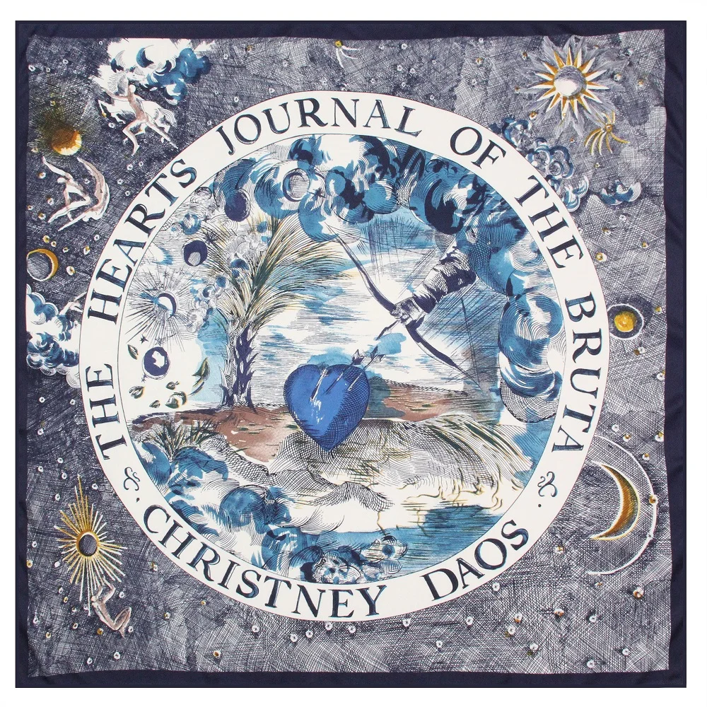 

Silk Scarf Women Sky Heart Print Square Scarves Head Echarpes Silk Foulards Femme Wraps Beach Shawl Bandana Lady Hijabs 90CM