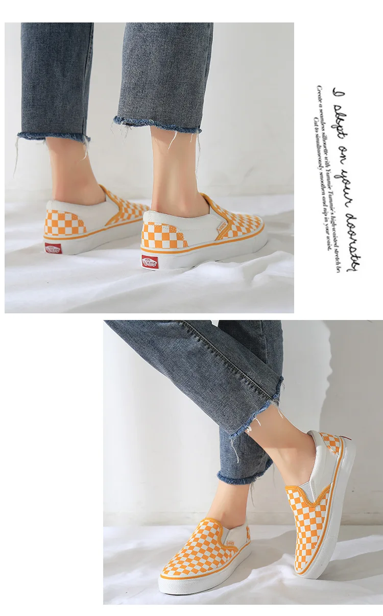 Mhysa Spring Women Vulcanize Shoes Canvas Shoes Slip On Breathable One foot lazy shoes Shallow Plaid Casual Shoes L369