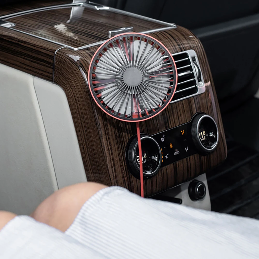 Car Fan 360 Degree Rotatable Cool Colorful LED Lights&USB Power Car Auto Powerful Cooling Air Fan For Air Vent Mounted