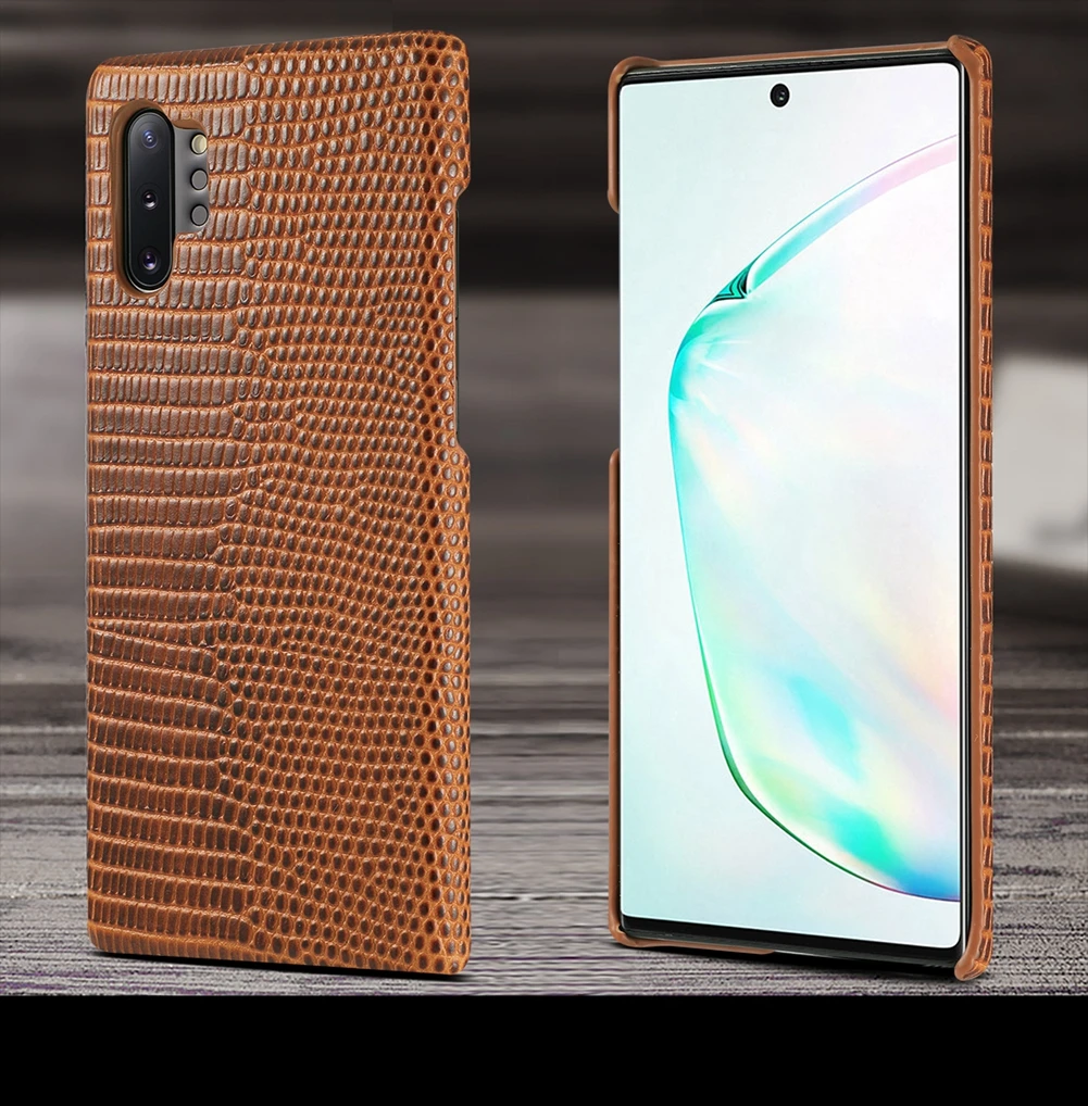 Чехол из натуральной кожи для samsung Galaxy Note 10/Note 10 Plus, чехол для телефона, Роскошный деловой кожаный чехол с узором ящерицы