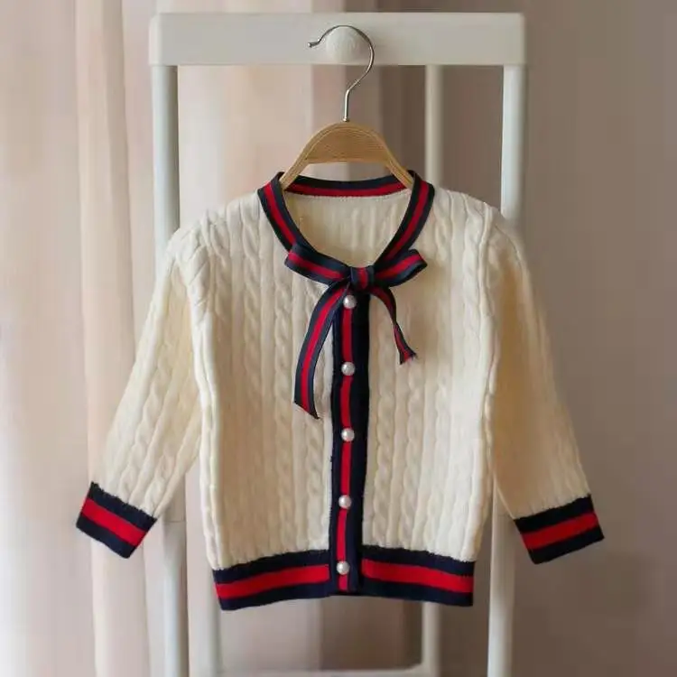 

Children's Sweater Tops Bow Tie College Style Wind Cardigan Sweater For Girls Clothes 2 3 4 5 Years Girls Outwear