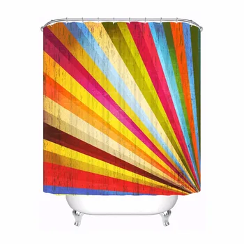 

Custom Colorful Rainbow Background Bathroom Acceptable Shower Curtain Polyester Fabric Bathroom Curtain #180320-01-135