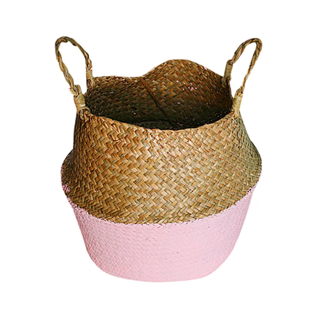 

Seaweed Weaving Flower Pot Natural Flower Baskets Hanging Flowerpot Plant Color Smear Art Home Decor Garden Accessories Y1