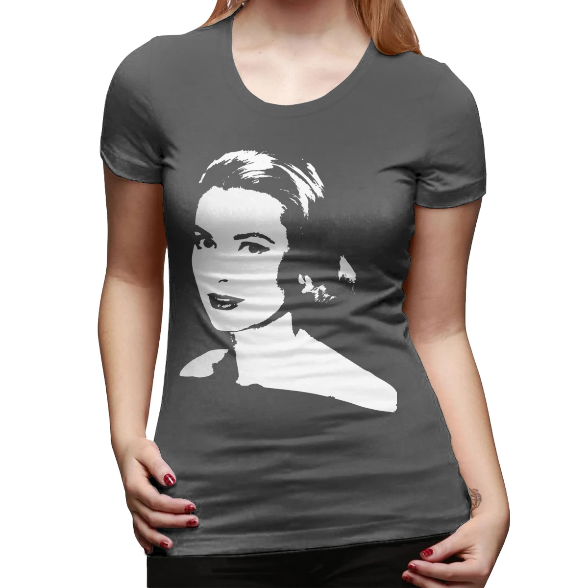 Grace Kelly футболка Grace Kelly Футболка с принтом темно-синяя женская футболка с круглым вырезом простая Женская футболка из 100 хлопка
