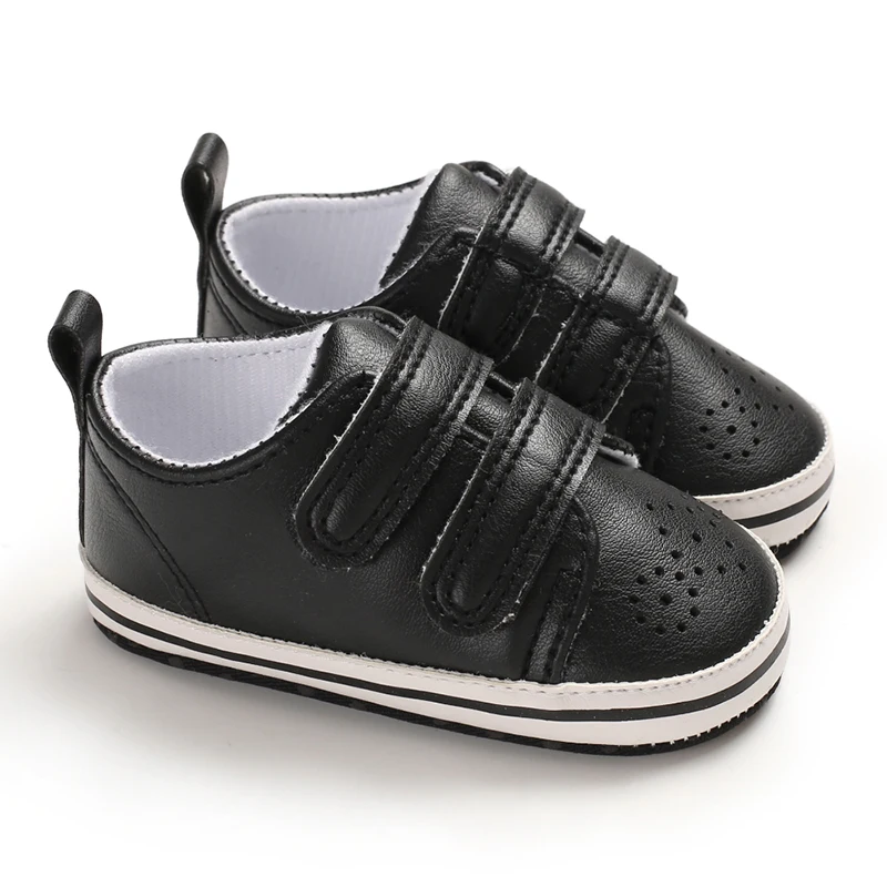 Черный Детская повседневная обувь новорожденного мальчика девочки кроватки обувь из искусственной кожи младенца «ползунок» кроссовки - Цвет: Черный