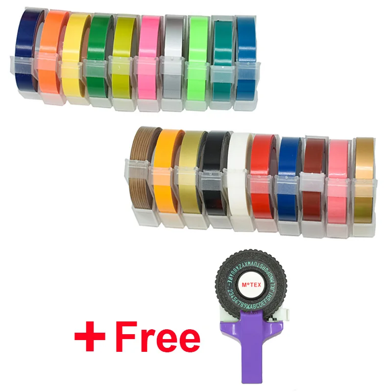 Free Purple Printer 20 рулонов/лот 9 мм* 3 м 3D тиснение этикетка лента совместимый с dymo 1610 Motex E-101 ручной производитель этикеток Diy ручной украшать ярлык бесплатный подарок - Цвет: Free Purple Printer