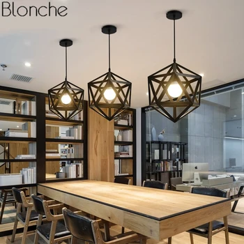 

Vintage Diamond Metal Pendant Lights for Living Room Kitchen American Loft Industrial Led Hanging Lamp Home Decor Light Fixtures