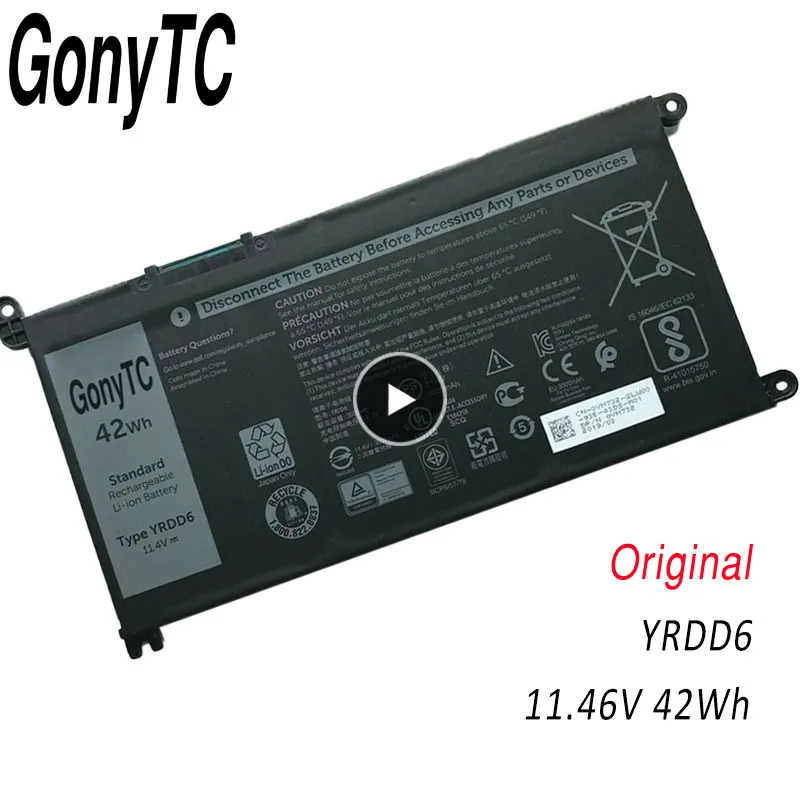 Yrdd6 Nuova Batteria Originale 33Ydh Per Dell Inspiron 14 15 7000 7560 7572 7586 5481 5486 5488 5493 5582 5584 5590 Vostro 5490