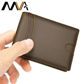 

MVA Wallet Men's Genuine Leather Slim Wallet Men Short Vintage Men's Leather Wallets Purse Engraved Male Wallets For Cards 7777