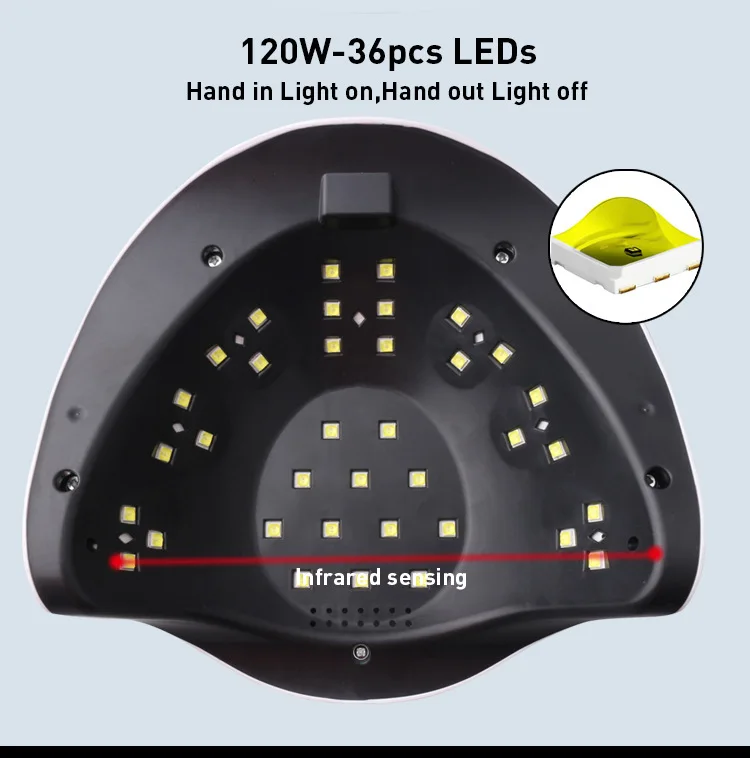 120 Вт УФ светодиодная лампа для сушки ногтей светодиодный светильник для ногтей высокая мощность Сушилка для ногтей для всех гелей автоматический датчик солнце светодиодный свет маникюрные инструменты для ногтей