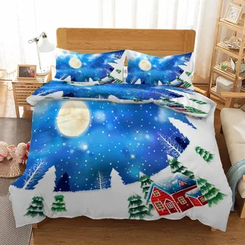 

Soft Bedding Digital Printing Home Textile Quilt Cover Pillow Case 3Pcs Set Hot Sale Christmas Santa Claus Cartoon Series