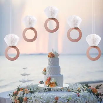 

Rose Gold Glitter Honeycomb Ring Charm Gold Diamond Ring Tissue Flower Banner Garland Wedding Party Decoration