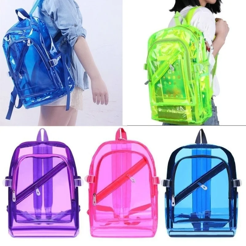 Fashion Transparent Backpack Waterproof PVC Clear Plastic Daily Backpack Mini Teenager Girls