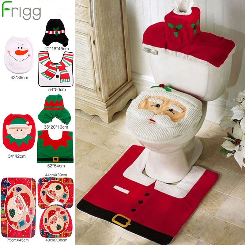 

Santa Claus Rug Seat Bathroom Set Merry Christmas Decorations For Home Navidad 2019 Natal Cristmas Party Supplies New Year Gifts