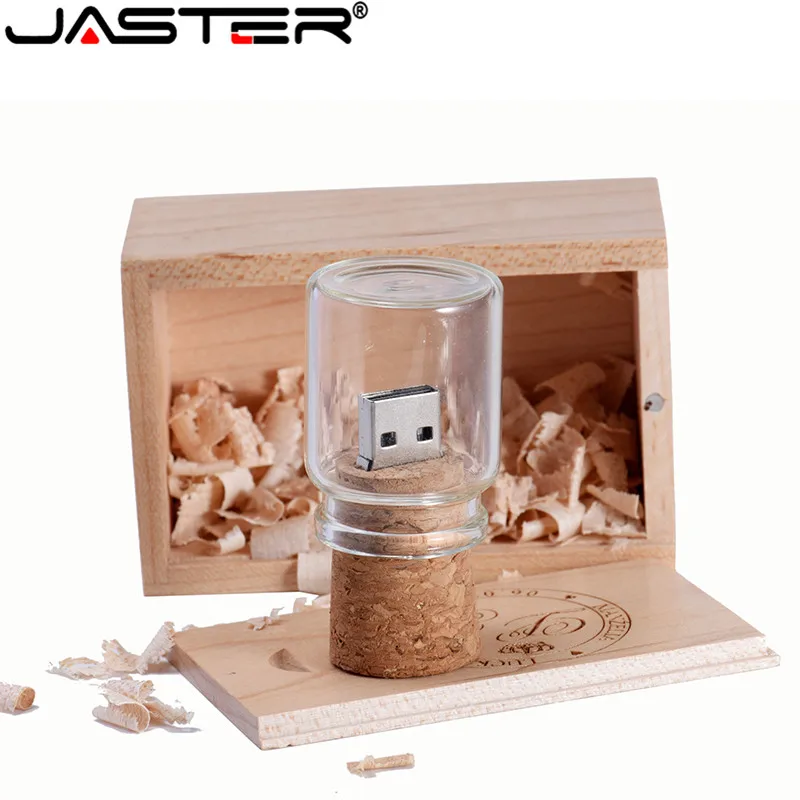 JASTER Новый usb 2 0 флеш накопитель 4 ГБ 8 16 32 64 стеклянная бутылка для дрифта пробковая
