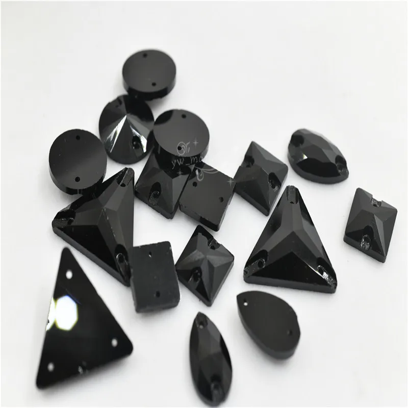 black flatback sewing Beads Flatback rivoli teardrop square Sew On Strass For Clothing | Дом и сад