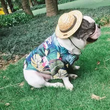 Summer Beach Vest Short Sleeve Pet Clothes Dog Top Floral T Shirt Hawaiian Short Sleeve Shirt Dogs Clothing Outfit