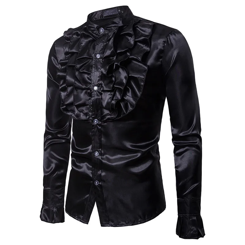 

Hombre Shirts Costume Nightclub Personality Fashion Men Shirts Fold Shirts Host Winter Autumn Male Long Sleeve Slim Casual Men
