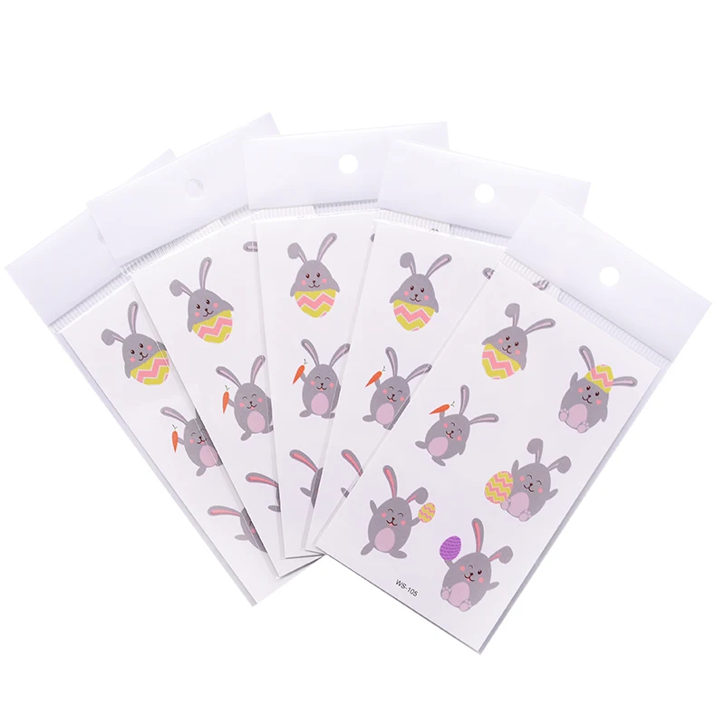 Happy Easter Party Decor Cartoon Bunny Egg Temporary Tattoo Sticker Toy Colorful Nail Art Adhesive Easter Sticker Kid Favor
