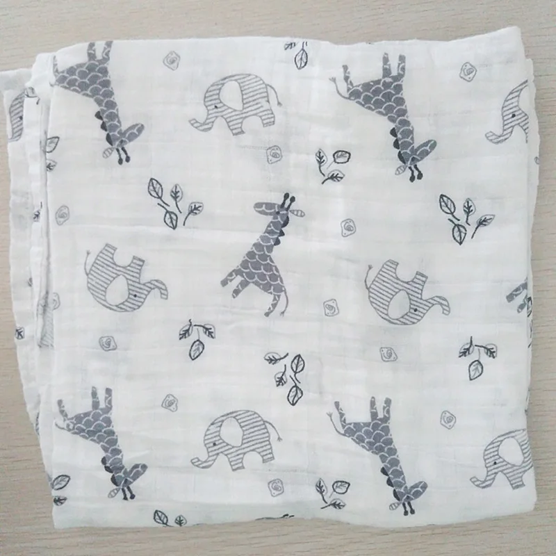 Муслиновое одеяло, хлопок, детские пеленки, 120*120 см, мягкое одеяло для новорожденных, s, для ванны, марля, для младенцев, Детская накидка, спальный мешок, чехол для коляски - Цвет: Giraffe