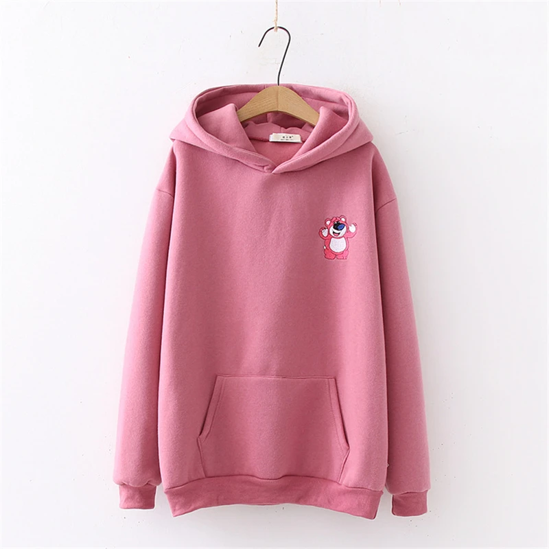 MERRY PRETTY женские толстовки с капюшоном с ушками на капюшоне мультфильм Вышивка толстовки зима плюс бархат пуловер Femme спортивный костюм