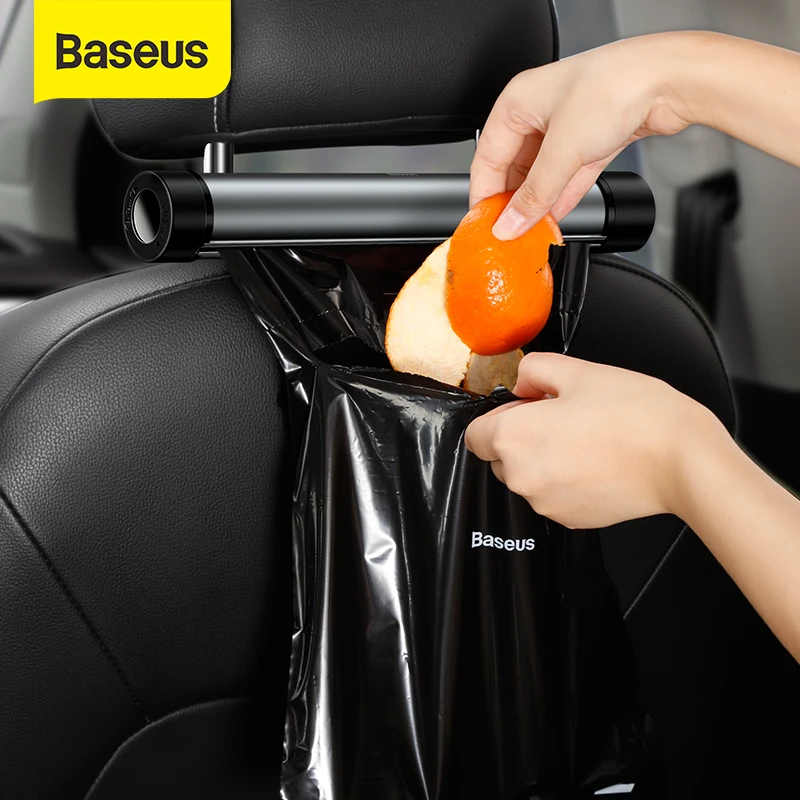 Baseus Car Seat Organizer Interior Trash Can Metal Car Storage Garbage Bags for Auto Back Seat Organizer Accessories