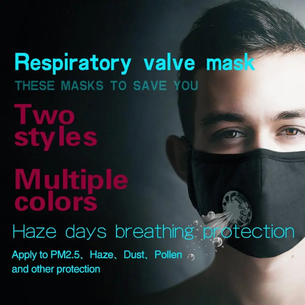 

Anti-Fog And Dust-Proof Pm2.5 Mask Washable Anti Smoke Mask Face Protective Masks + 2 Filters Breathing Valve Plus cashmere