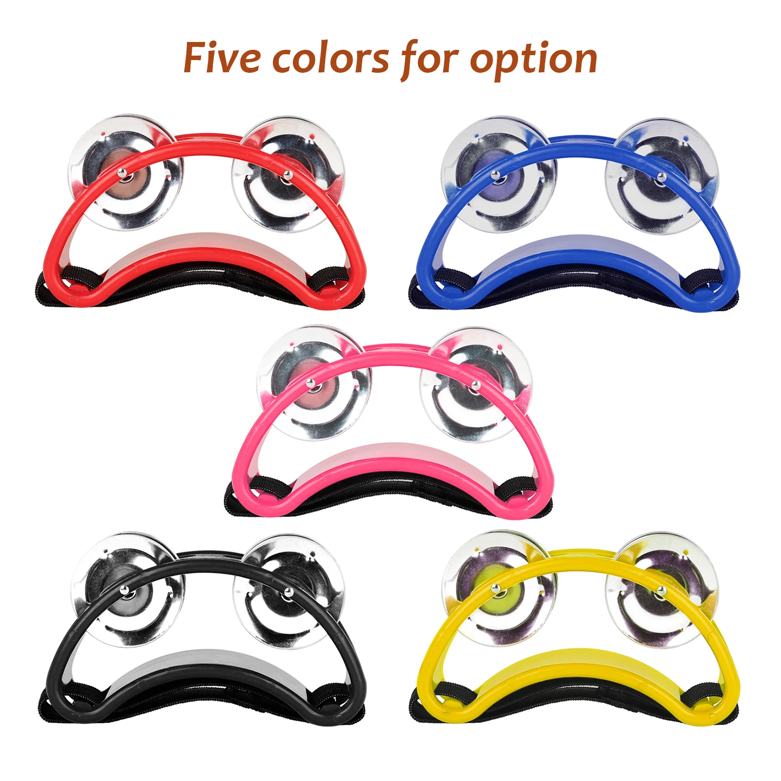 Percussion Foot Tambourine with 4 Pairs of Stainless Steel Jingle & Elastic Strap
