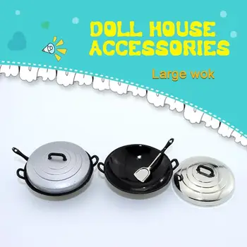 

1/12 DIY Doll House Accessories Simulation Mini Wok Model Dollhouse Kitchen Scene Decoration Miniature Wok Dollhouse Ornament