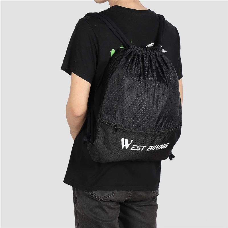WEST BIKING велосипедный рюкзак на шнурке, дышащая спортивная сумка для хранения, Спортивная утолщенная Портативная сумка для фитнеса, рюкзак