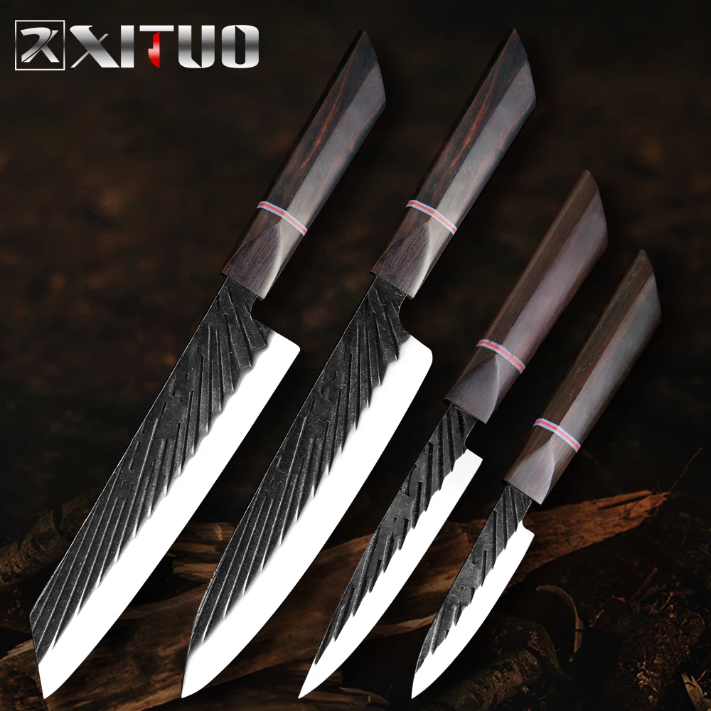 

XITUO Chef Knife 440C Steel Handmade Forged Japanese Kitchen Knife Set Sharp Cleaver Kiritsuke Santoku Gyuto Knife Cooking Tools