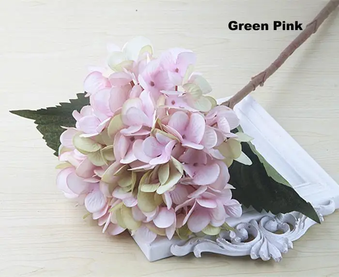 Fast Shipping High Quality Real touch Silk Hydrangea Big Flower 7.5" Silk White Wedding Flower Bouquet for Wedding Centerpieces