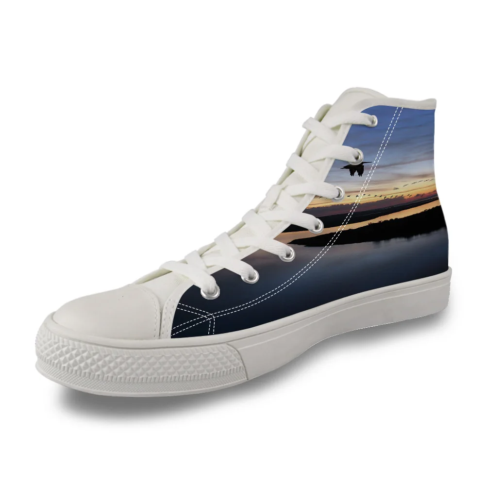 

Pelican Marsh Bird Sky High Top White Canvas Vulcanized Breathable Shoes