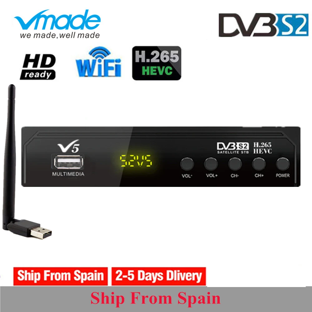 Оригинальный VMADE V5 HD DVB S2 цифровой спутниковый приемник H.265 декодер Biss ключ USB Wifi 3G